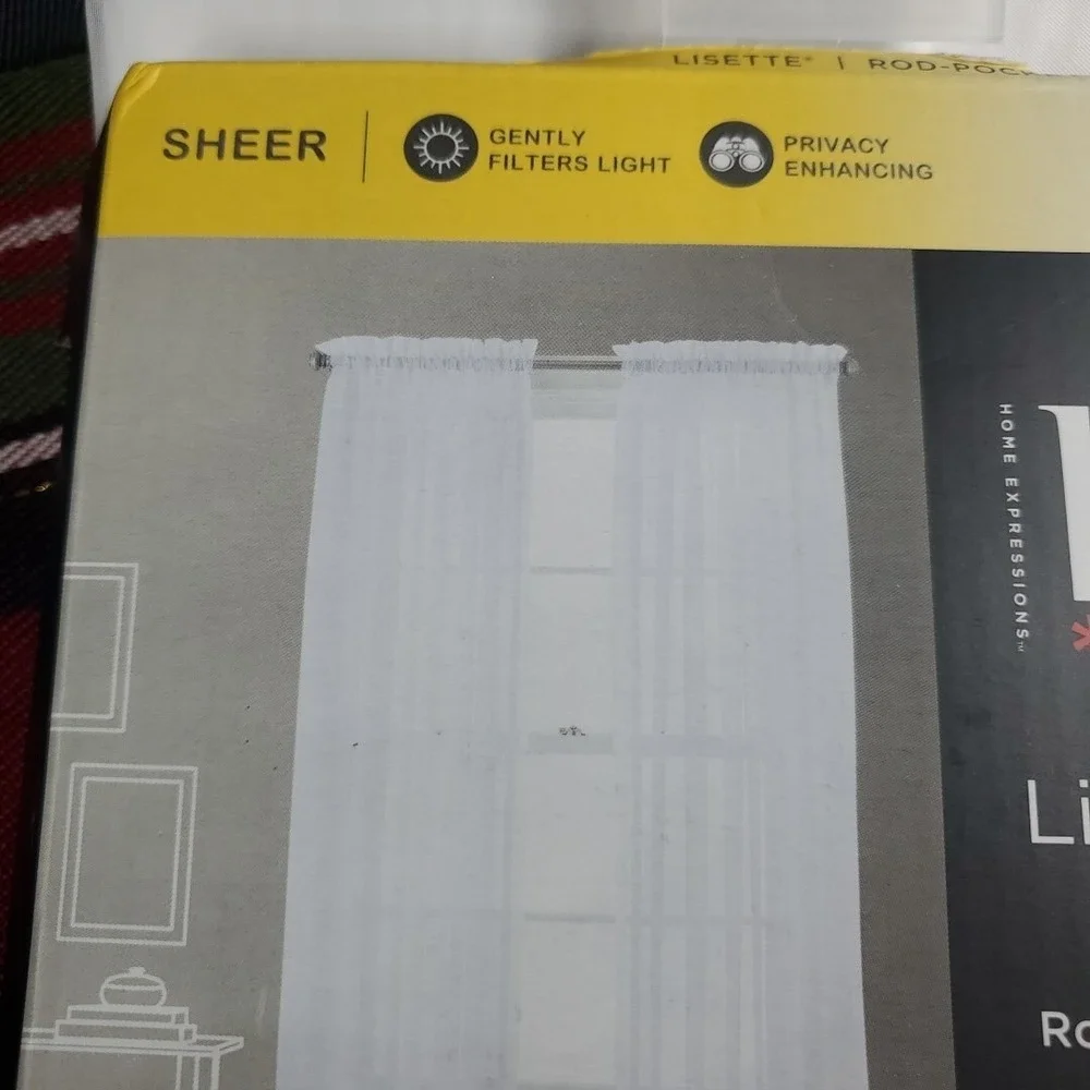 Home Expressions 60x95 Curtain Panel Cool White‎ Sheer Lisette Rod Pocket Voile